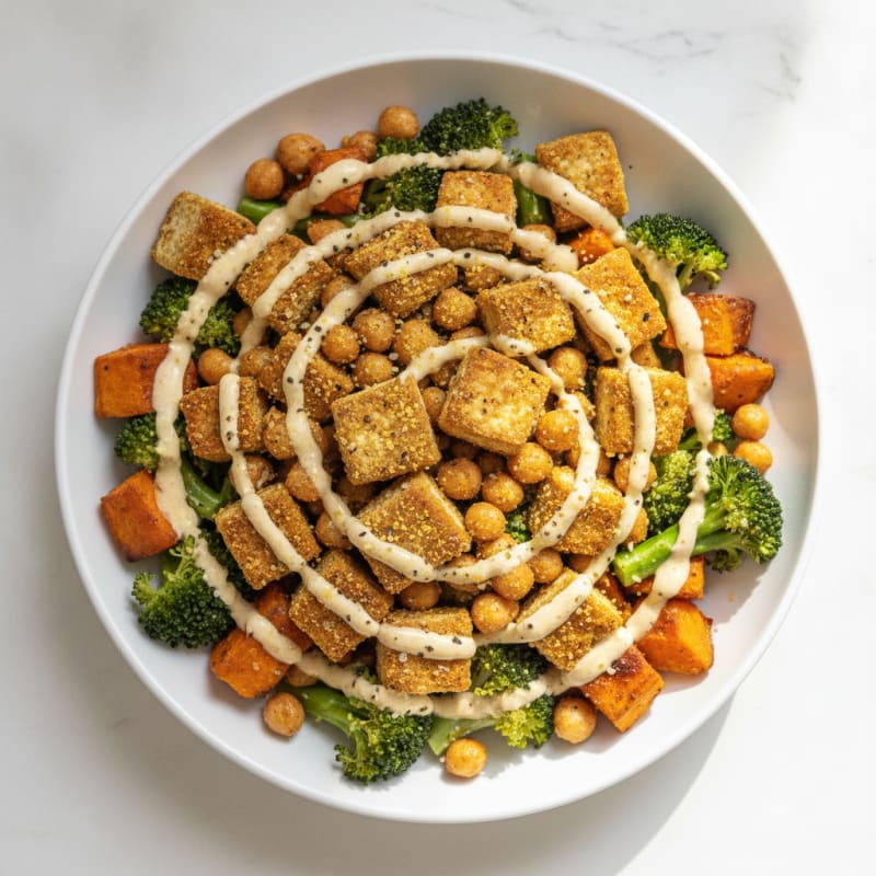 Roasted Vegetable Buddha Bowl with Tahini Dressing
