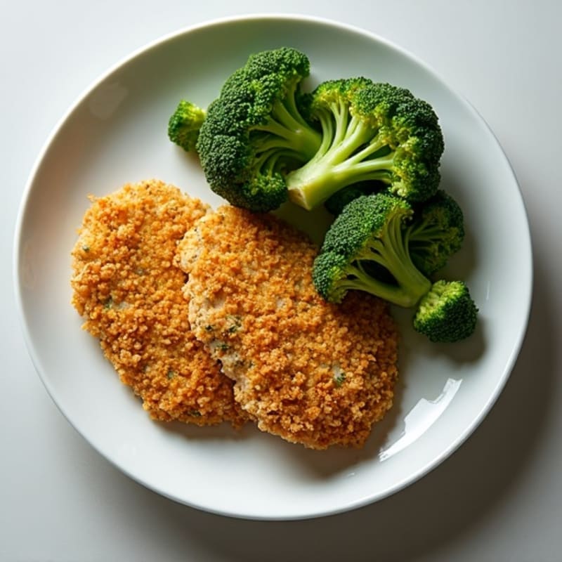 Crispy Herb-Crusted Chicken Cutlets with Roasted Garlic Broccoli