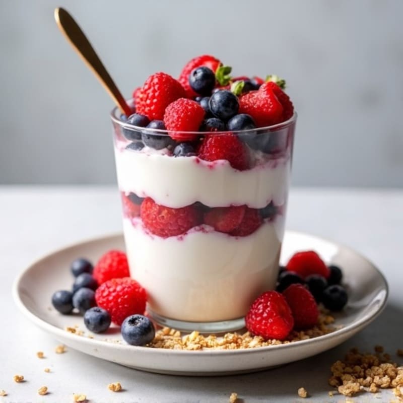 Greek Yogurt Protein Parfait with Mixed Berries