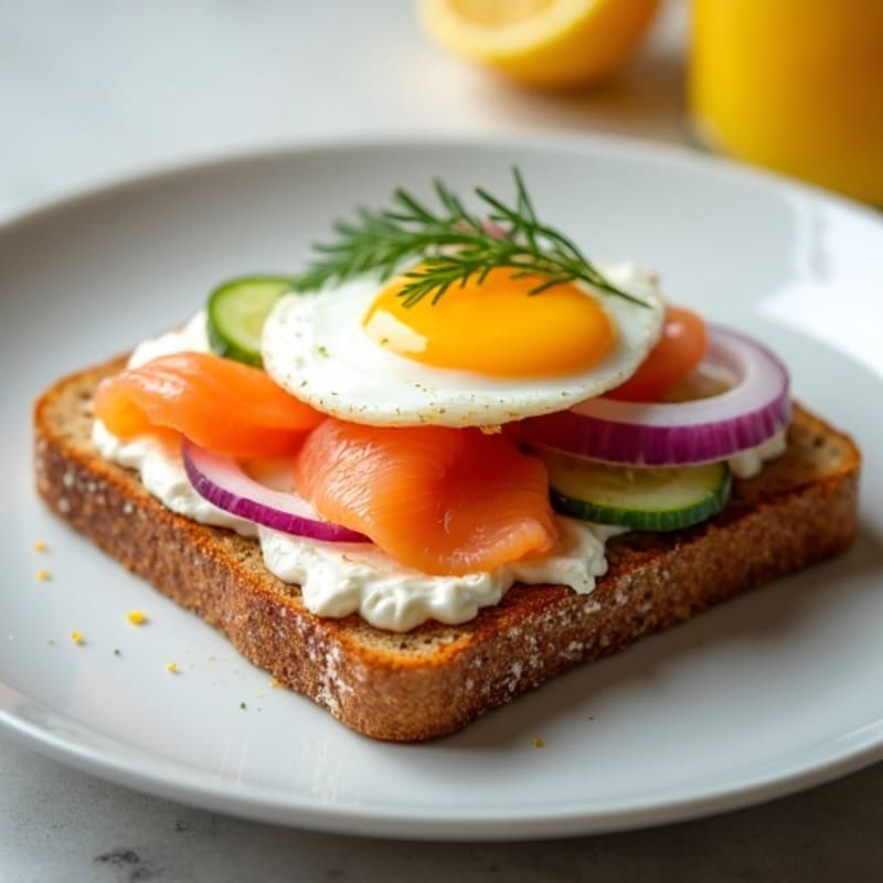 Smoked Salmon and Creamy Dill Whole Grain Toast