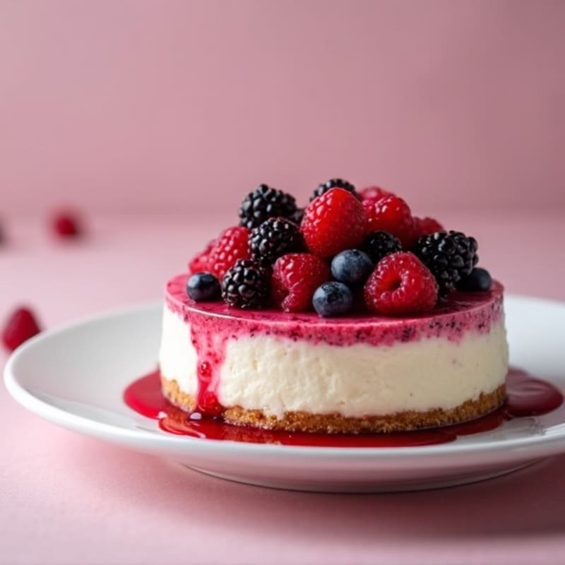 Silky Protein Cheesecake with Berry Compote