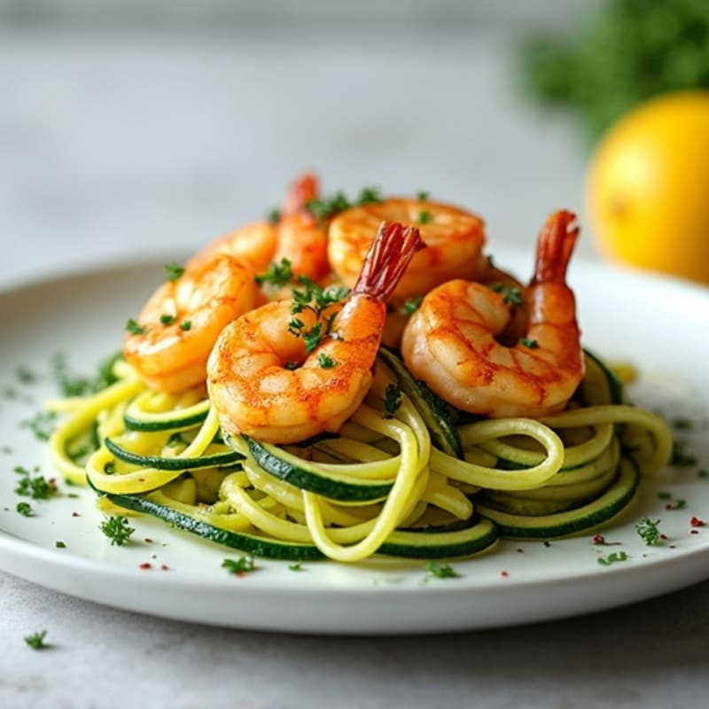 Pan-Seared Lemon Garlic Shrimp with Fresh Zucchini Noodles