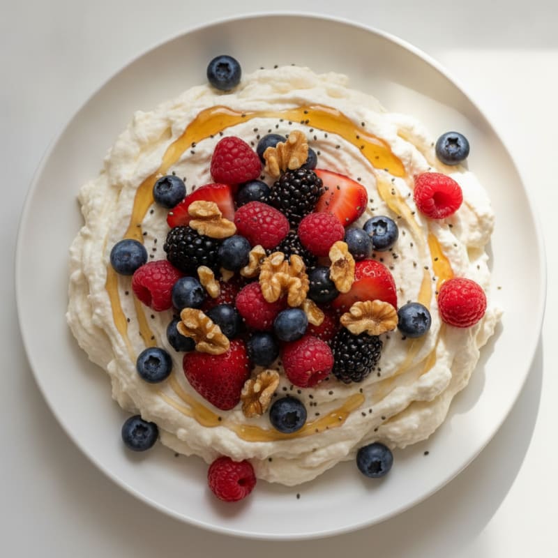 Greek Yogurt Protein Mousse with Mixed Berries