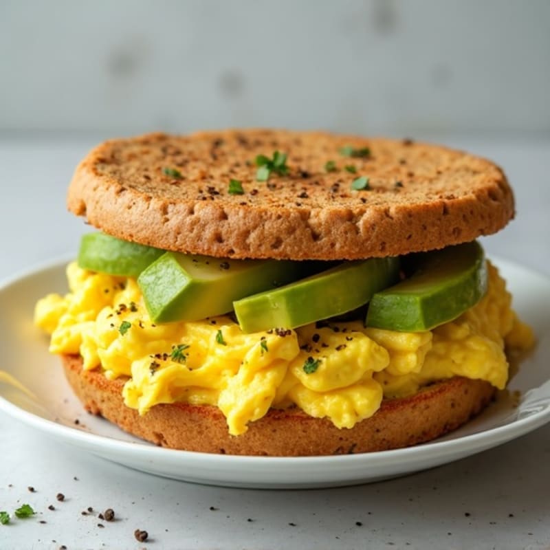 Scrambled Egg and Creamy Avocado Whole Wheat Sandwich