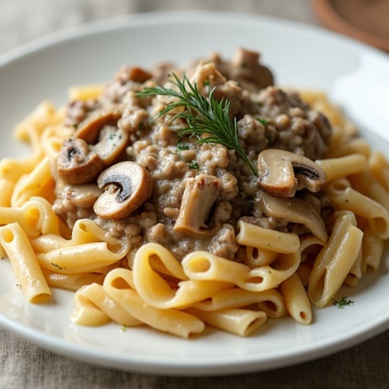 Healthy Creamy Mushroom Beef Stroganoff