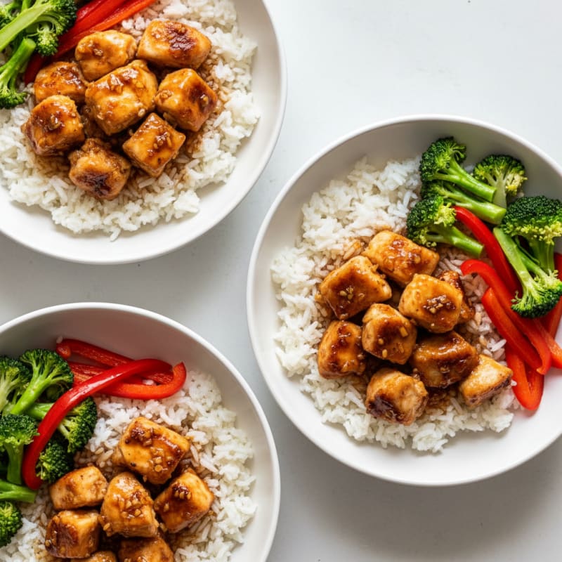Crispy Honey-Garlic Chicken Bowls
