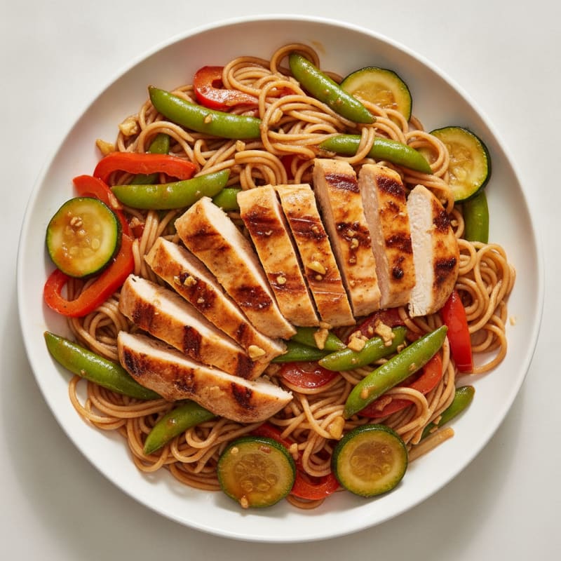 Grilled Chicken and Vegetable Noodle Bowl