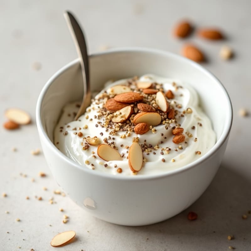 Greek Yogurt with Chia Seeds and Sliced Almonds