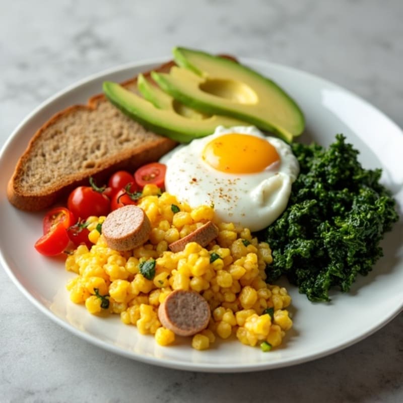 Egg White and Spinach Scramble with Turkey Sausage