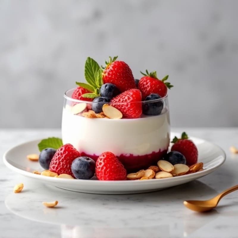 Greek Yogurt Protein Parfait with Mixed Berries and Almonds