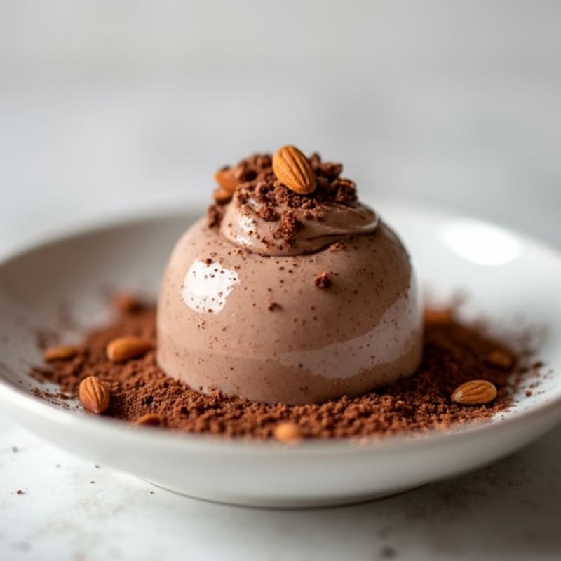 Silky Chocolate Protein Pudding with Cottage Cheese and Almonds