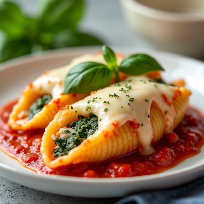 Baked Creamy Spinach Ricotta Stuffed Shells