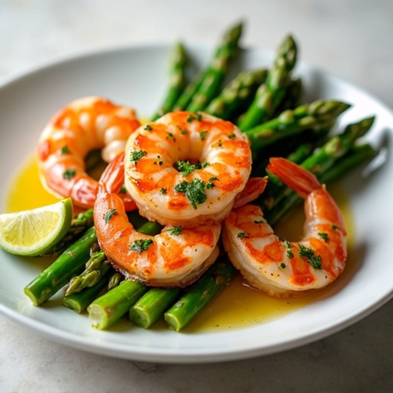 Garlic Herb Pan-Seared Shrimp with Fresh Asparagus