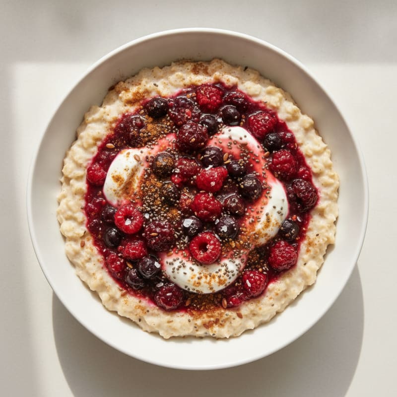Berry Chia Flax Oatmeal Bowl