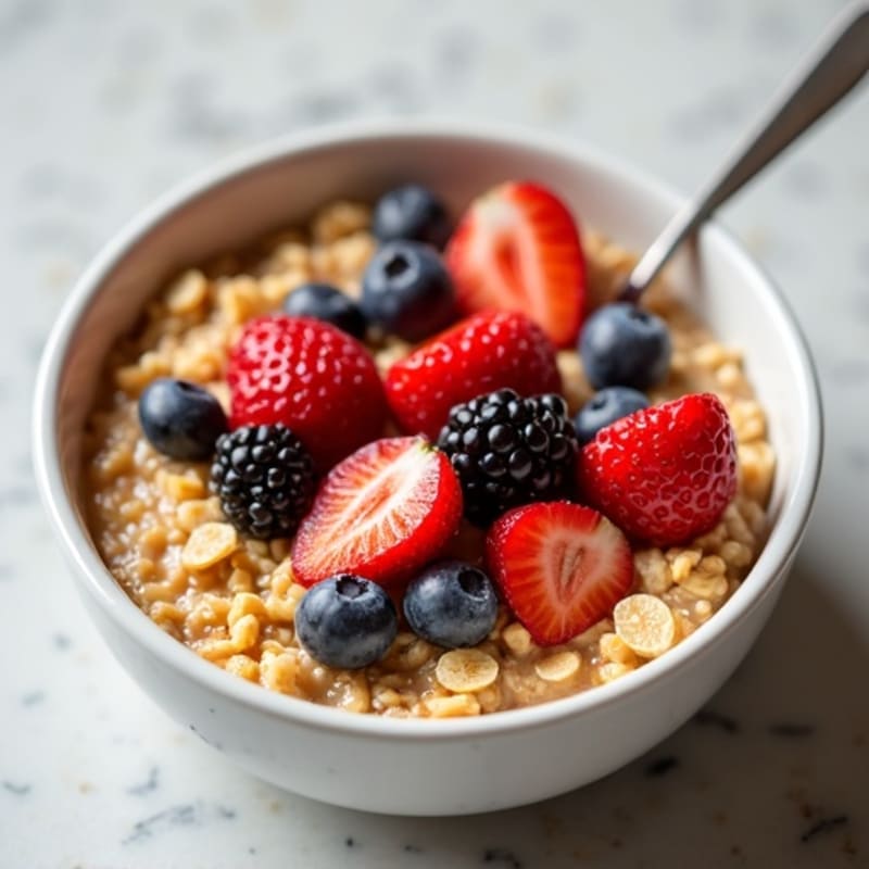 Creamy Peanut Butter and Fresh Berry Oatmeal Bowl
