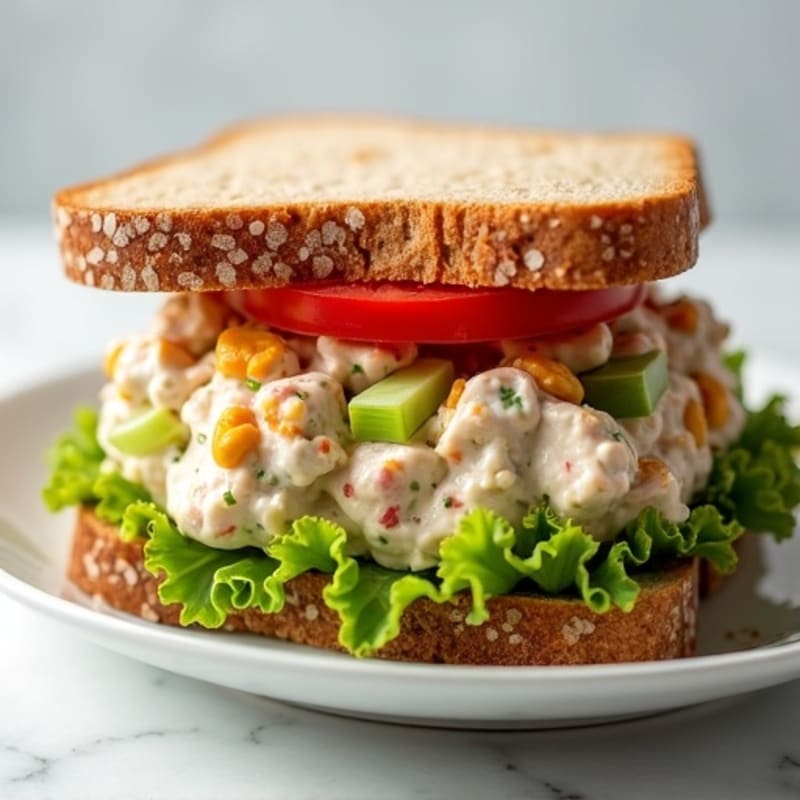 Creamy High-Protein Chicken Salad Sandwich with Crunchy Veggies