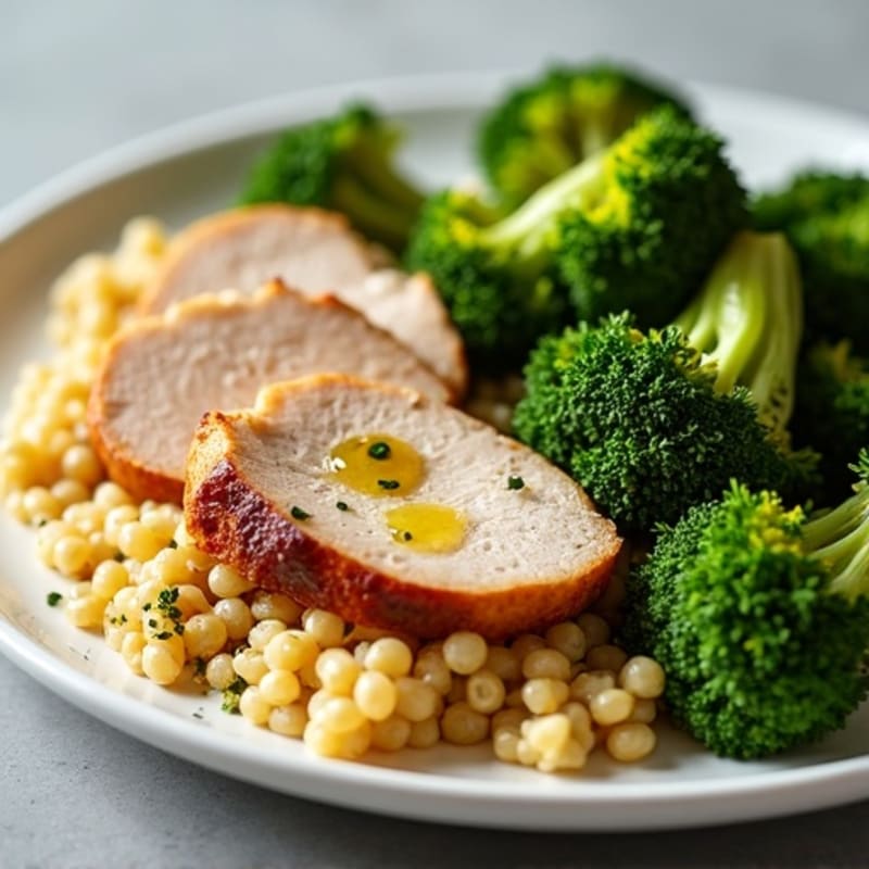 Seared Turkey Breast with Roasted Broccoli and Quinoa
