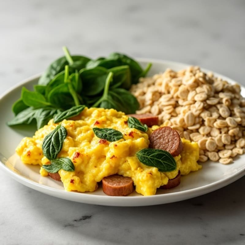 Egg White and Turkey Sausage Scramble with Spinach