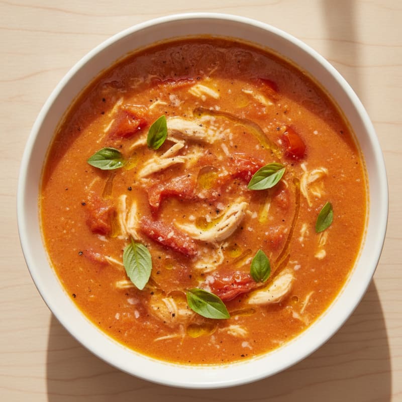 Roasted Tomato Basil Soup with Parmesan