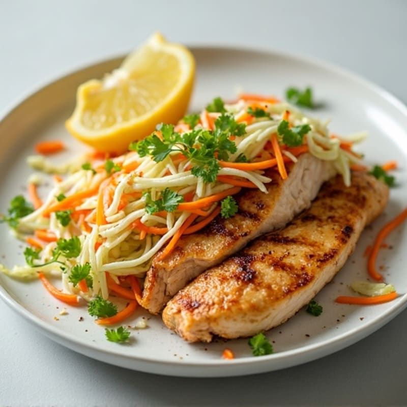 Grilled Chicken Breast with Crunchy Cabbage Slaw