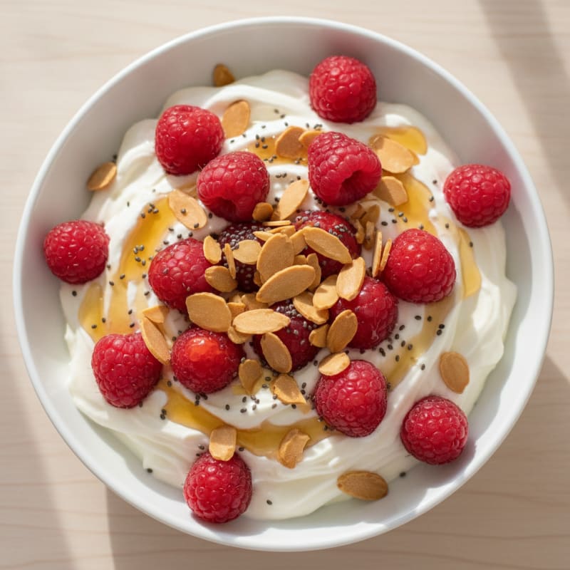 Silky Protein Greek Yogurt Bowl with Berries and Almonds