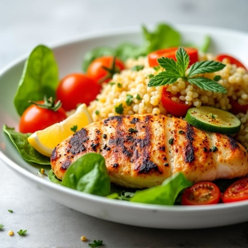 Grilled Chicken and Quinoa Salad with Fresh Vegetables
