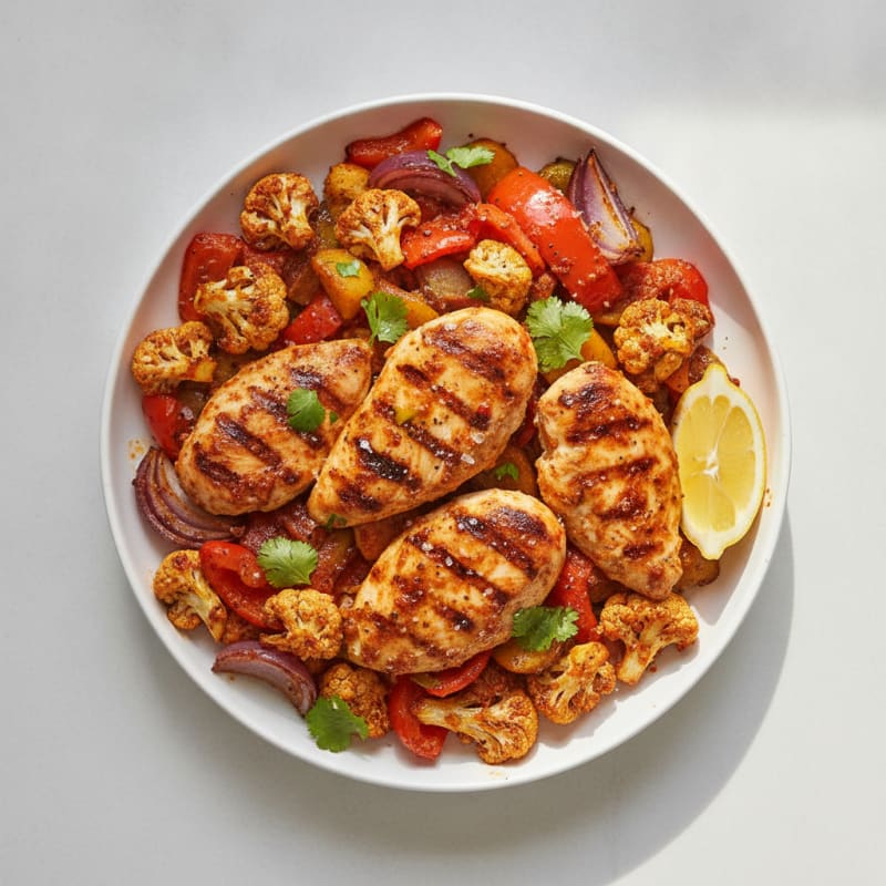 Spicy Harissa Chicken with Roasted Vegetables