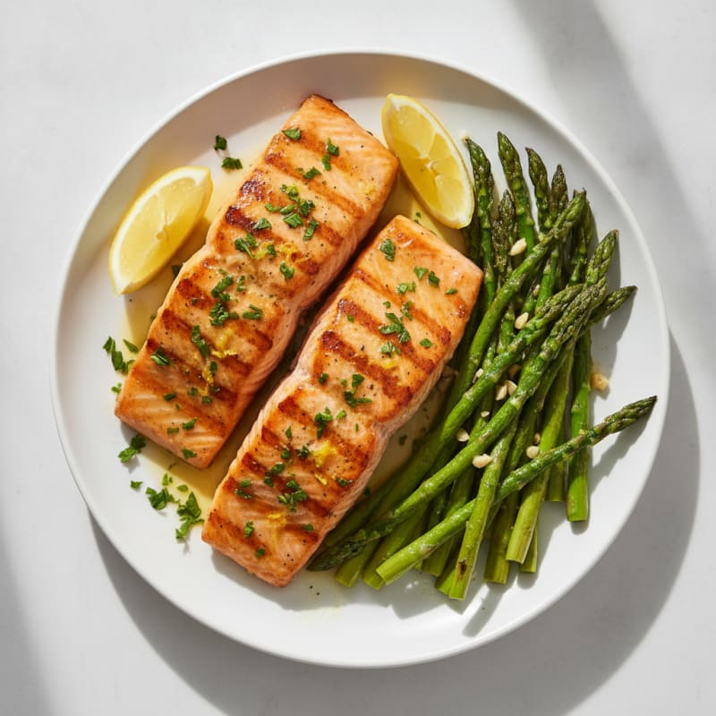 Lemon Herb Grilled Salmon with Asparagus