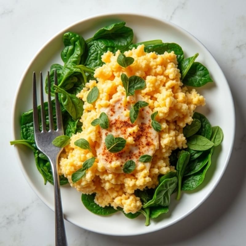 Egg White Spinach Scramble with Grilled Turkey Breast
