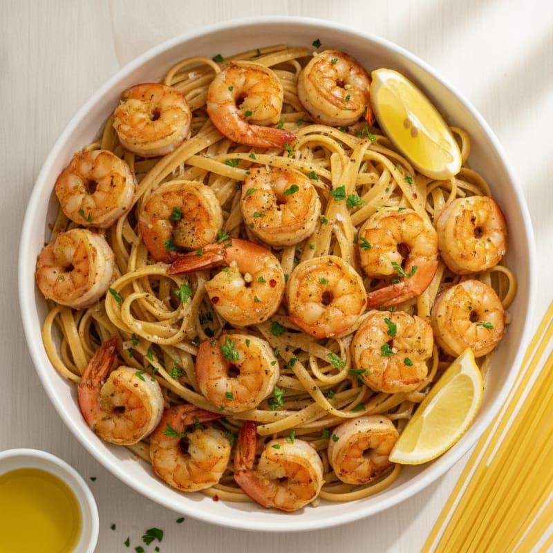 Garlic Butter Shrimp Scampi with Linguine