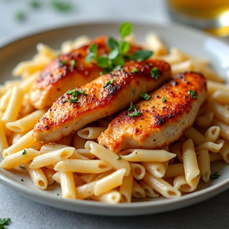 Spicy Roasted Chicken with Creamy Whole Wheat Pasta
