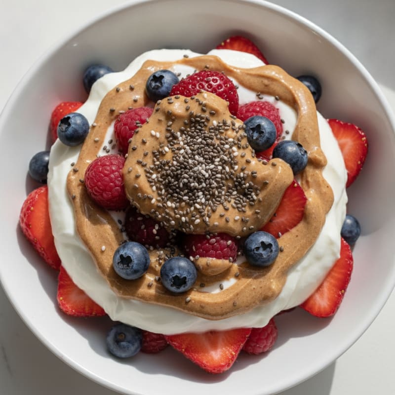 Creamy Greek Yogurt Parfait with Mixed Berries and Almond Butter