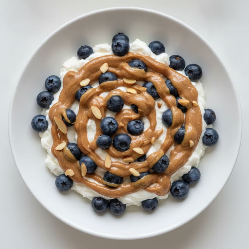 Greek Yogurt Protein Parfait with Almond Butter and Blueberries