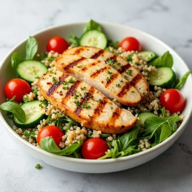 Grilled Chicken and Quinoa Salad with Fresh Vegetables