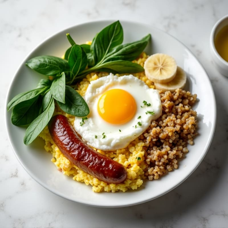 Egg White and Turkey Sausage Scramble with Spinach