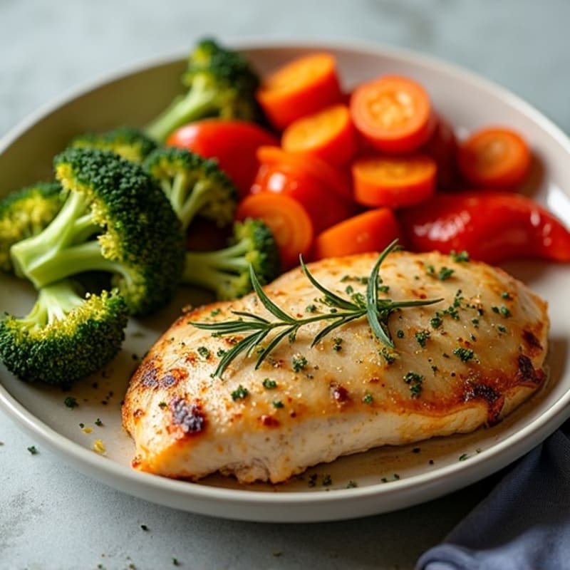 Herb-Crusted Pan Seared Chicken with Roasted Vegetables