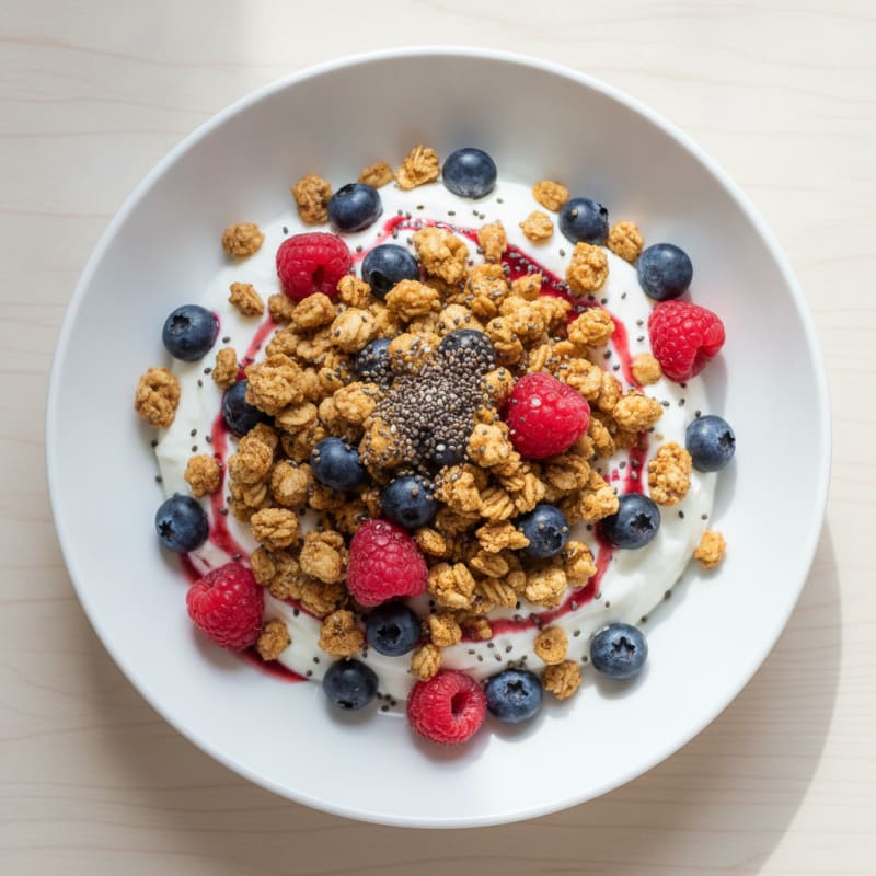 Greek Yogurt Parfait with Protein Granola and Berries