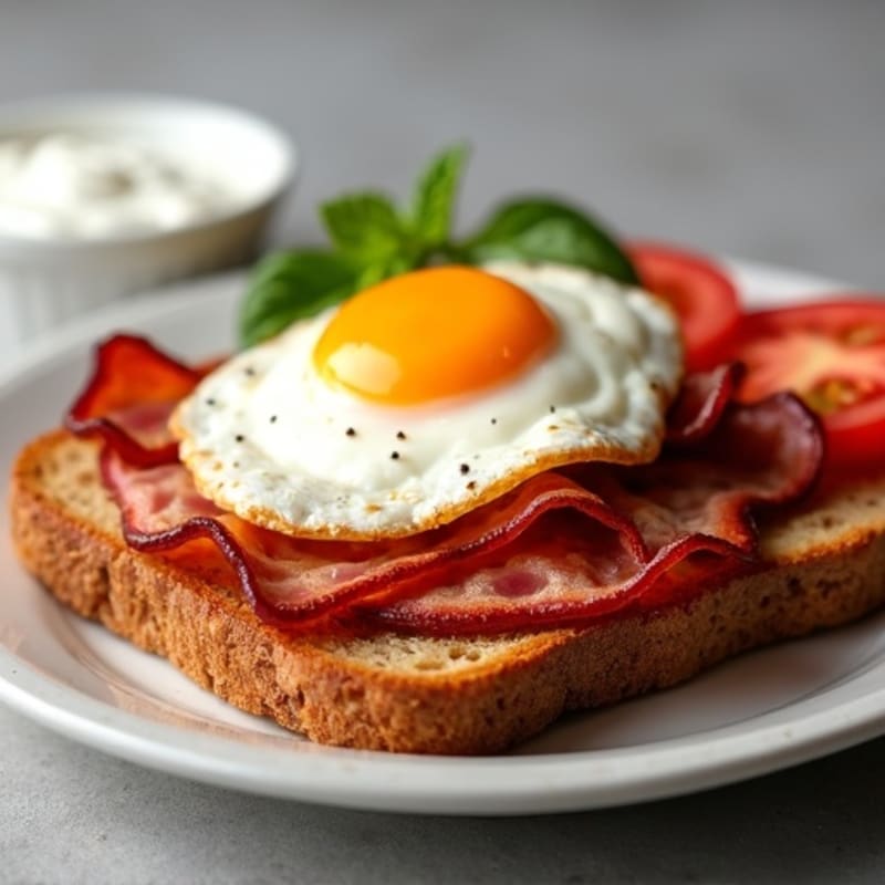 Egg and Turkey Bacon Wheat Toast with Greek Yogurt