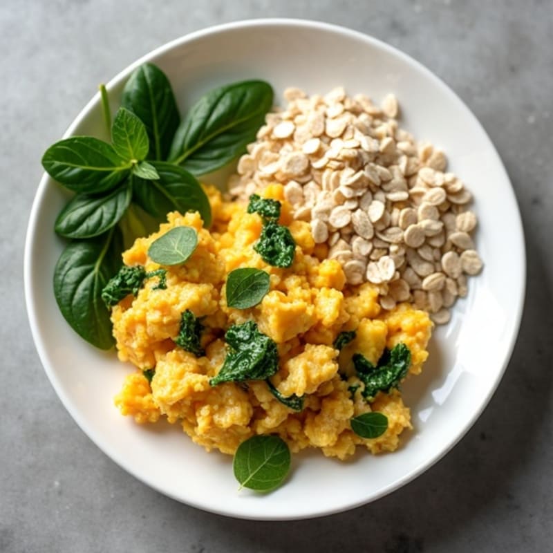 Egg White Scramble with Chicken Thighs and Spinach