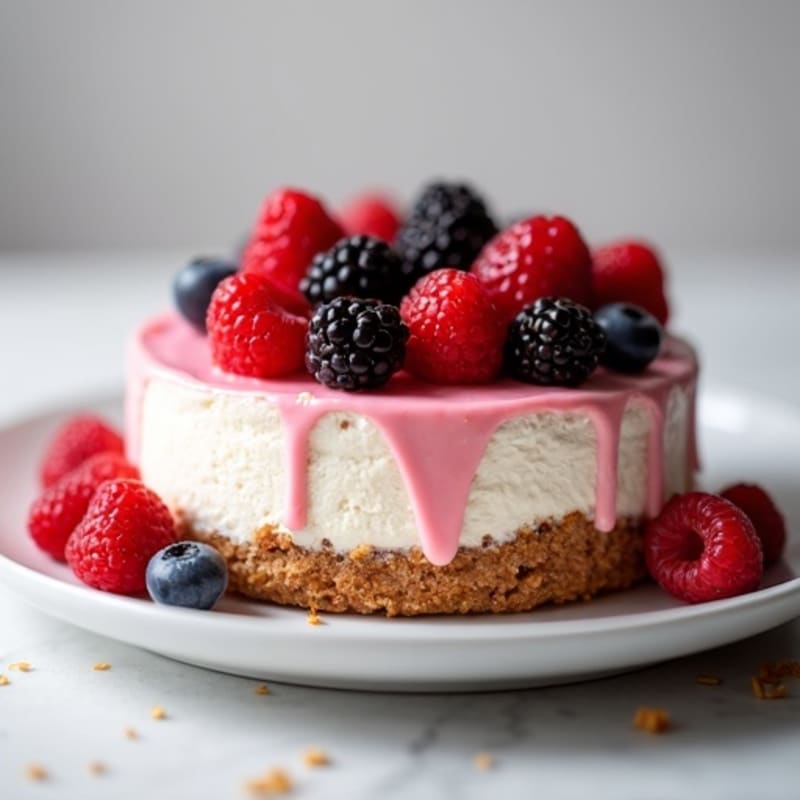 Greek Yogurt Protein Cheesecake with Mixed Berries