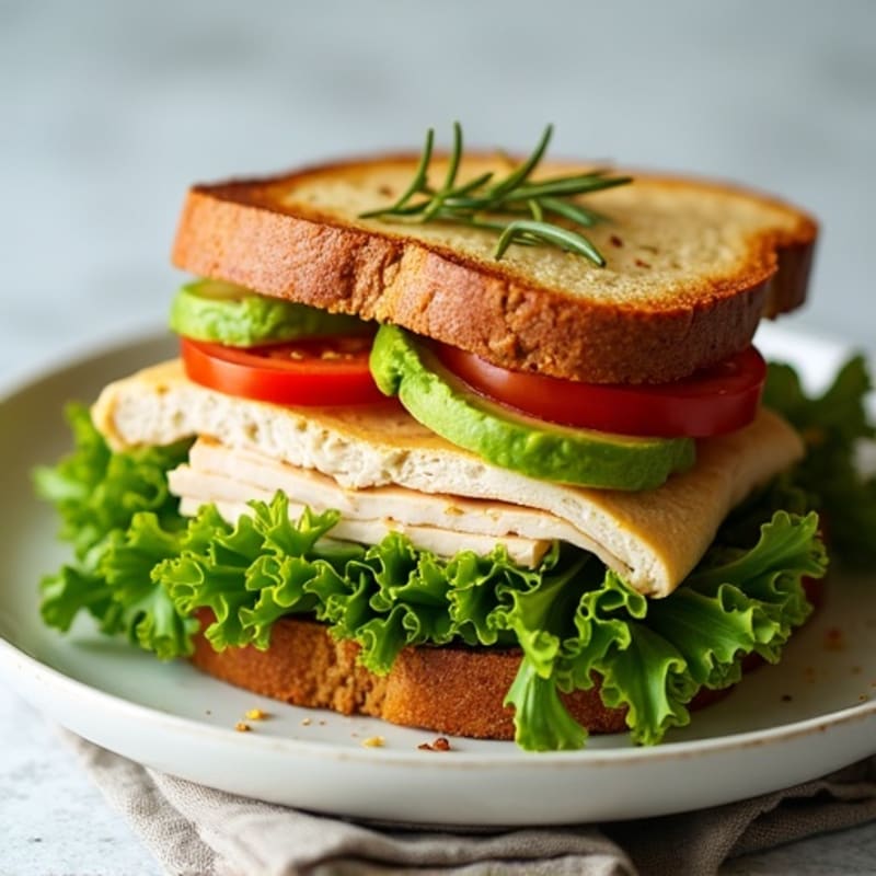 Herb-Roasted Turkey and Avocado Club with Fresh Greens