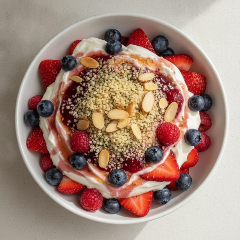 Greek Yogurt Protein Parfait with Mixed Berries