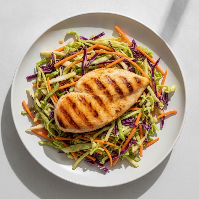 Grilled Chicken Breast with Crunchy Cabbage Slaw