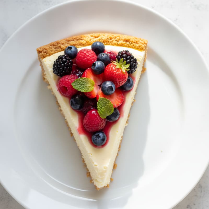 Greek Yogurt Protein Cheesecake with Mixed Berries