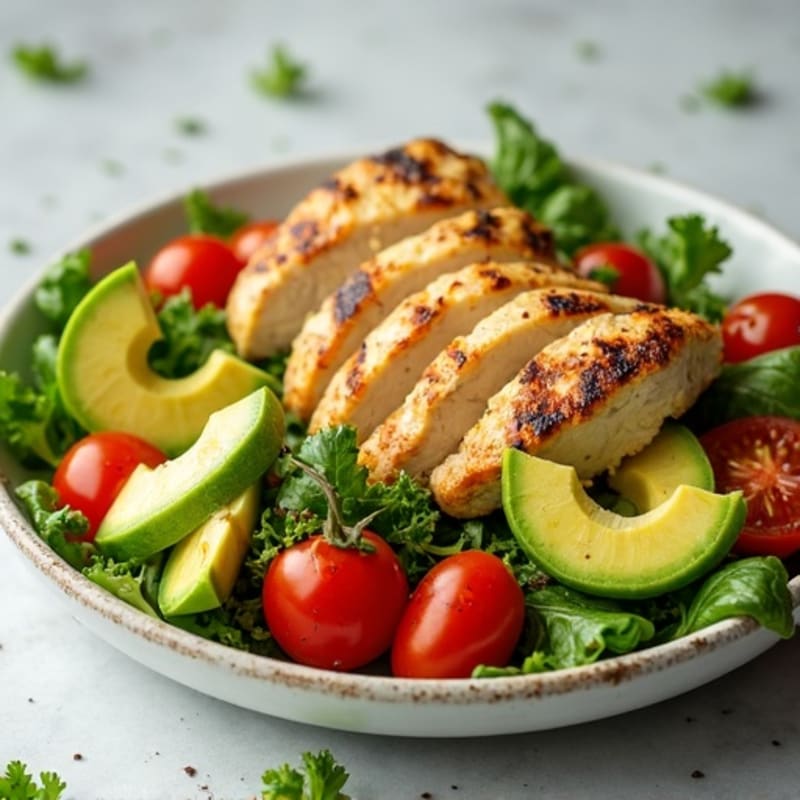 Crispy Avocado and Grilled Chicken Salad
