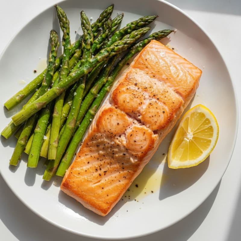 Pan-Seared Salmon with Roasted Asparagus