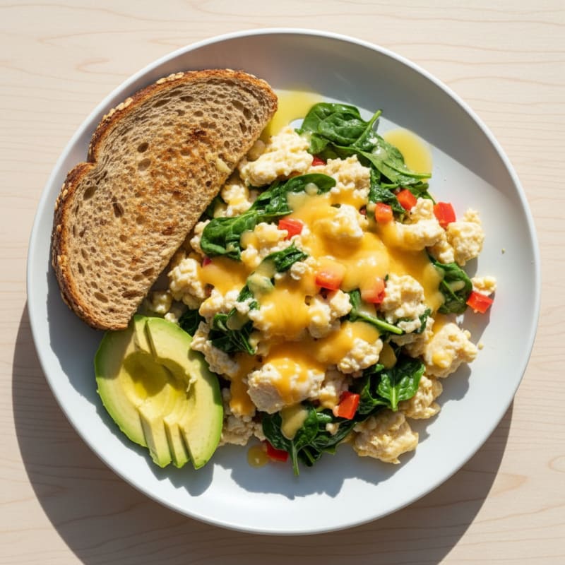 Egg White Veggie Scramble with Low-Fat Cheddar