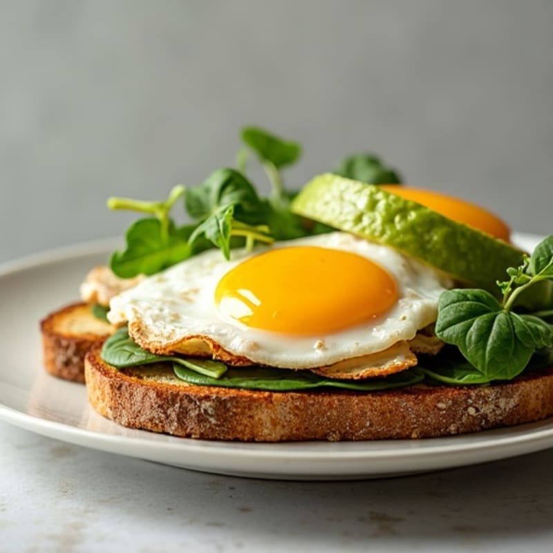 Chicken Egg White Sourdough Toast with Spinach and Avocado