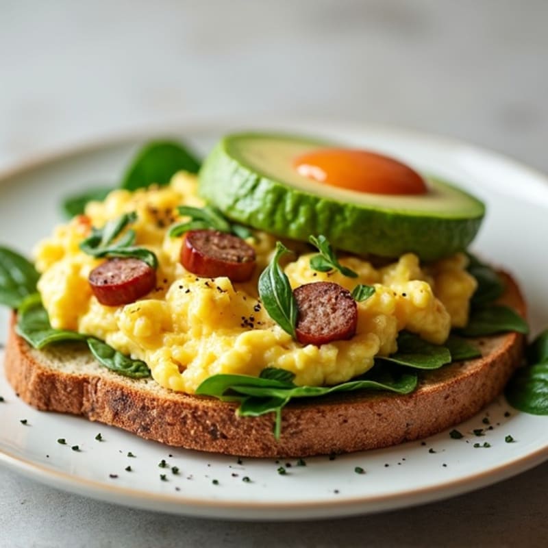 Egg White and Spinach Scramble with Turkey Sausage