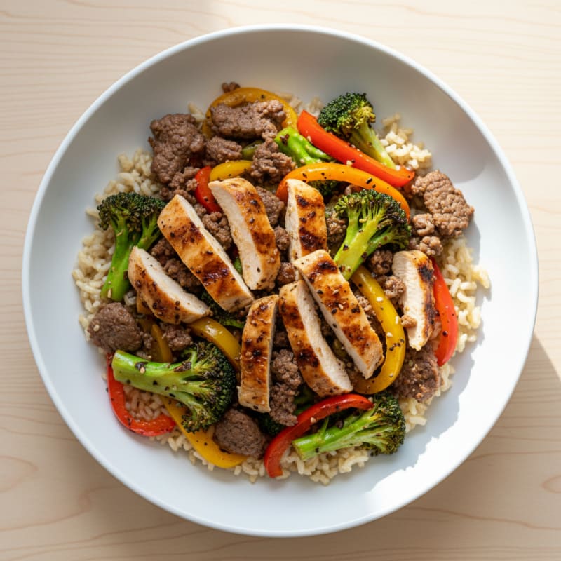 Beef and Chicken Power Bowl